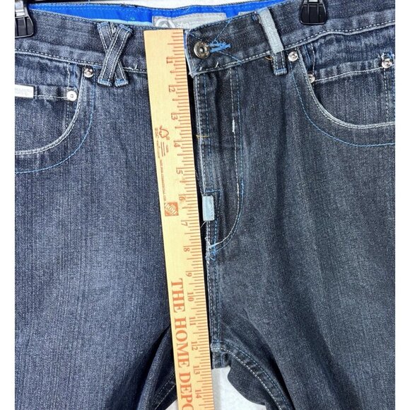 Log Mens Denim Jeans Blue 34 Hip Hop Y2K Embroidered Pockets Ramie Cotton - Picture 8 of 13